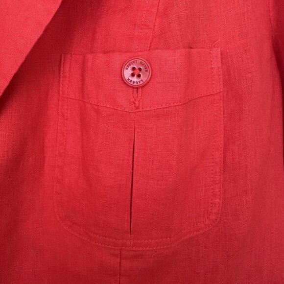Lauren Ralph Lauren 100% Linen Red Jacket Blazer Women 16 Button Old Money - Picture 5 of 8